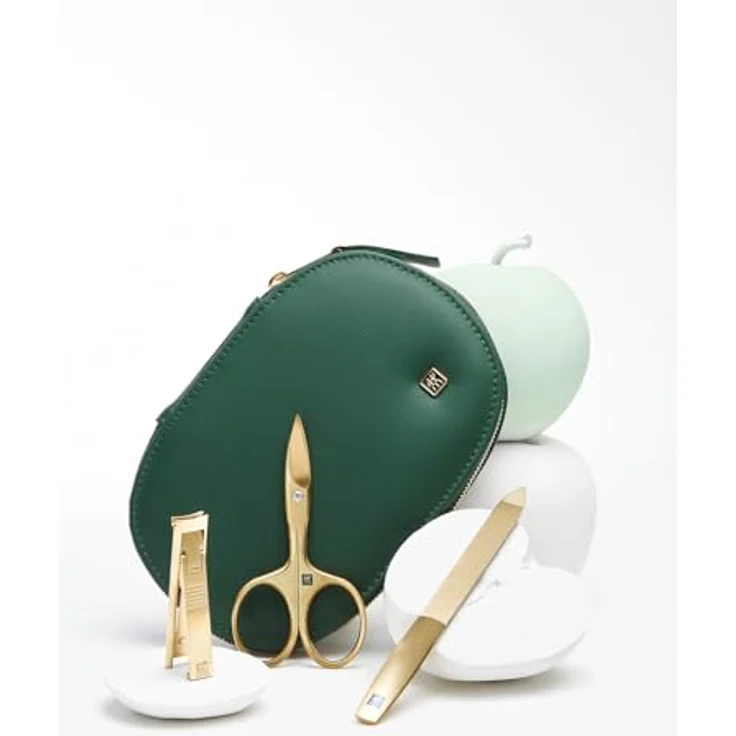 ZWILLING Maniküre Pediküre Set 6tlg., veganes Apfelleder-Etui in grün, rostfreier Edelstahl mit goldener PVD-Beschichtung – Bild 2