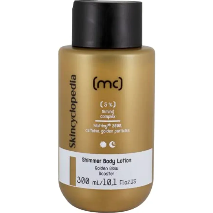 Skincyclopedia Bodylotion Golden Glow mit Peptiden, Koffein und Goldpartikeln, 300ml, Dermatologisch getestet