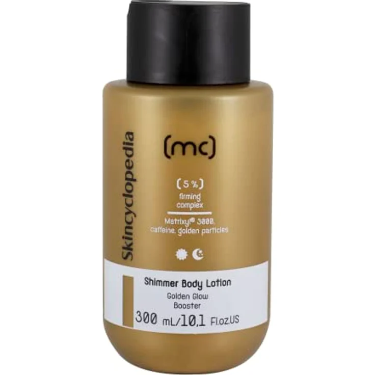 Skincyclopedia Bodylotion Golden Glow mit Peptiden, Koffein und Goldpartikeln, 300ml, Dermatologisch getestet – Bild 1