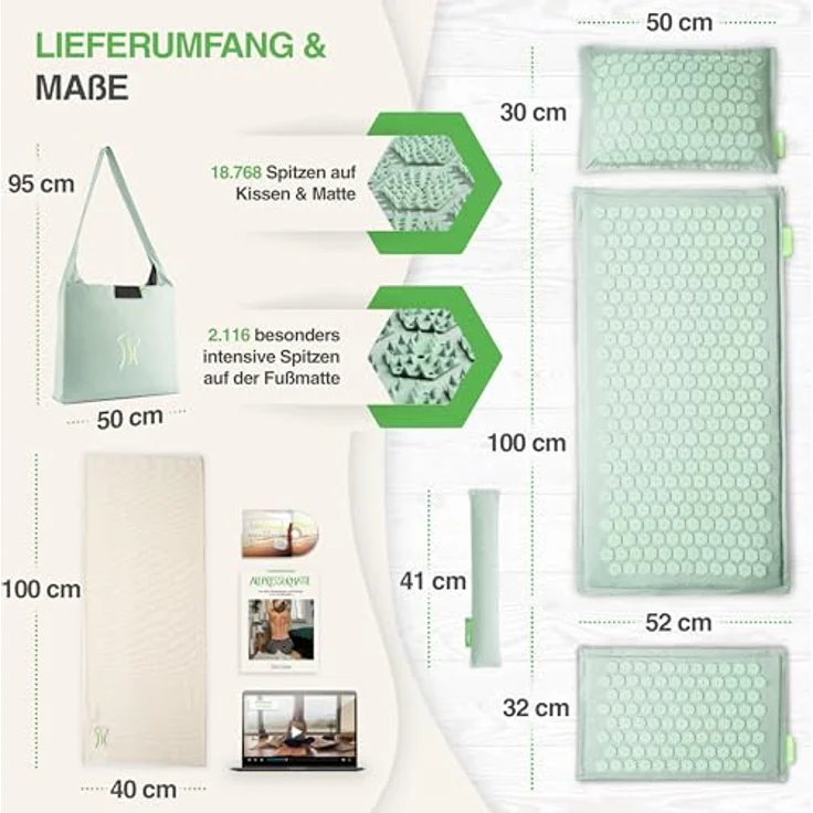 BACKLAxx® Akupressurmatte "Magnum" (5teilig + gratis-Download, Halbleinen, Naturkautschuk, große Spitzenanzahl) – Bild 6