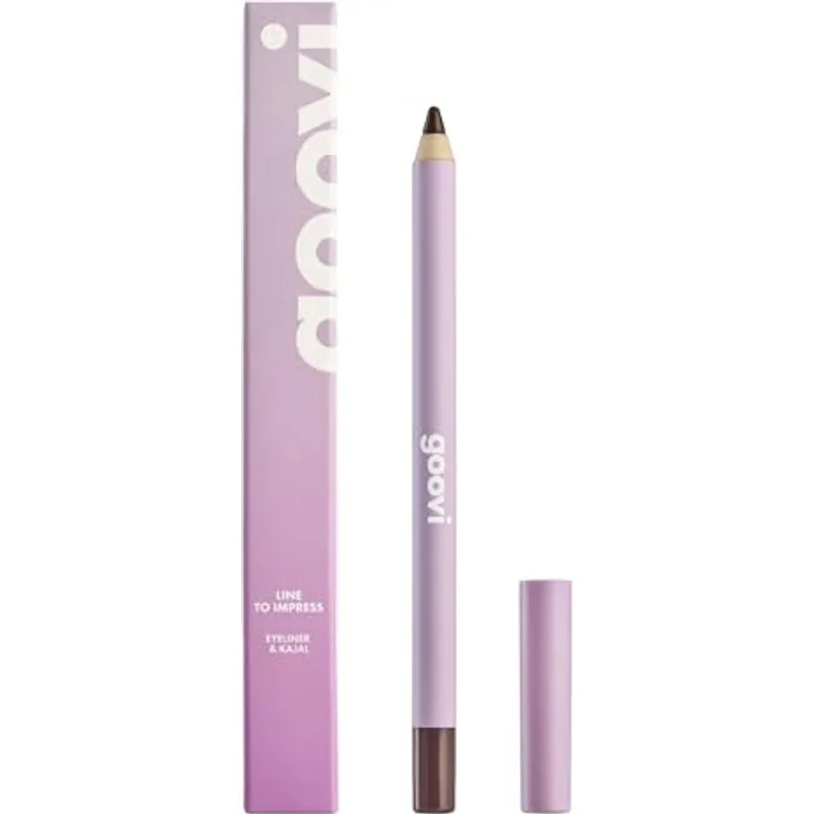 GOOVI Line To Impress Eye Pencil, hochpigmentierter Eyeliner & Kajalstift in Braun, glänzendes Finish, langanhaltend, 1,2g