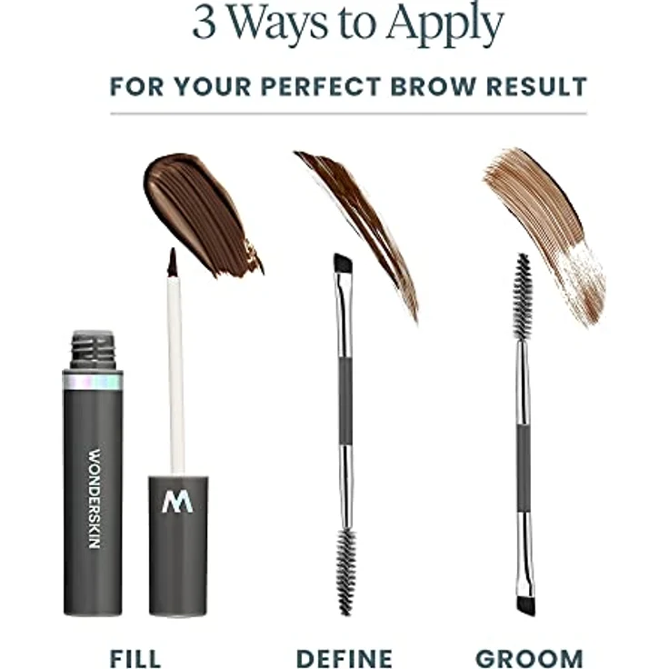 WONDERSKIN Wonder Blading Dream Brow, Langanhaltendes Augenbrauen-Gel in Brunette, 3 ml, wasserfest mit praktischem Pinsel – Bild 4