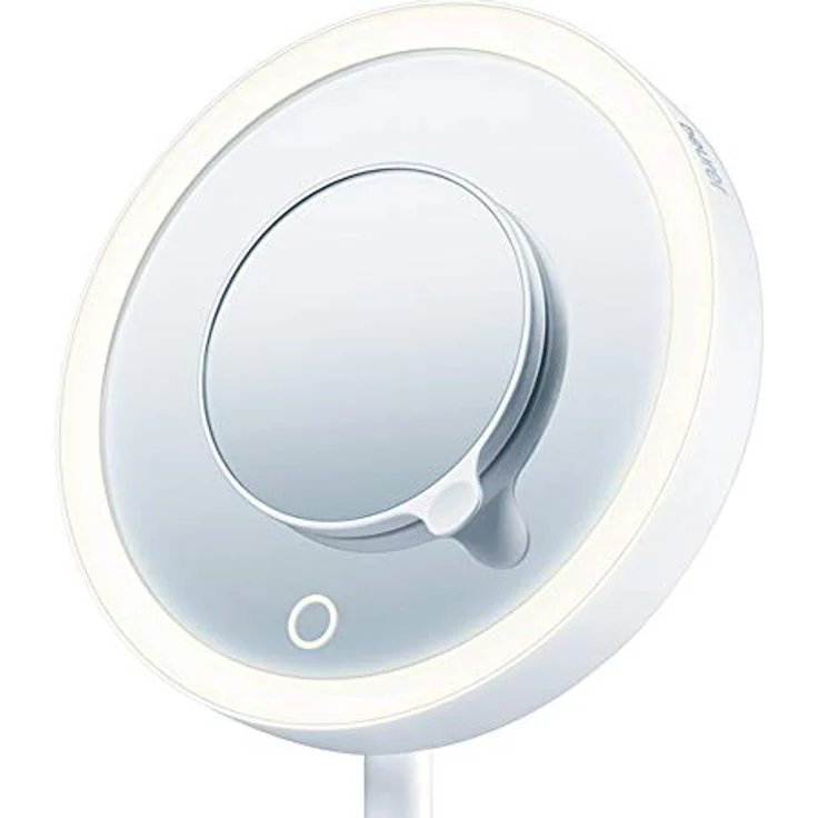 Beurer BS 45 Beleuchteter Kosmetikspiegel mit LED Licht, Touch Sensor Knopf, magnetischer extra Spiegel mit 5-facher Vergrößerung, Dimmfunktion – Bild 5