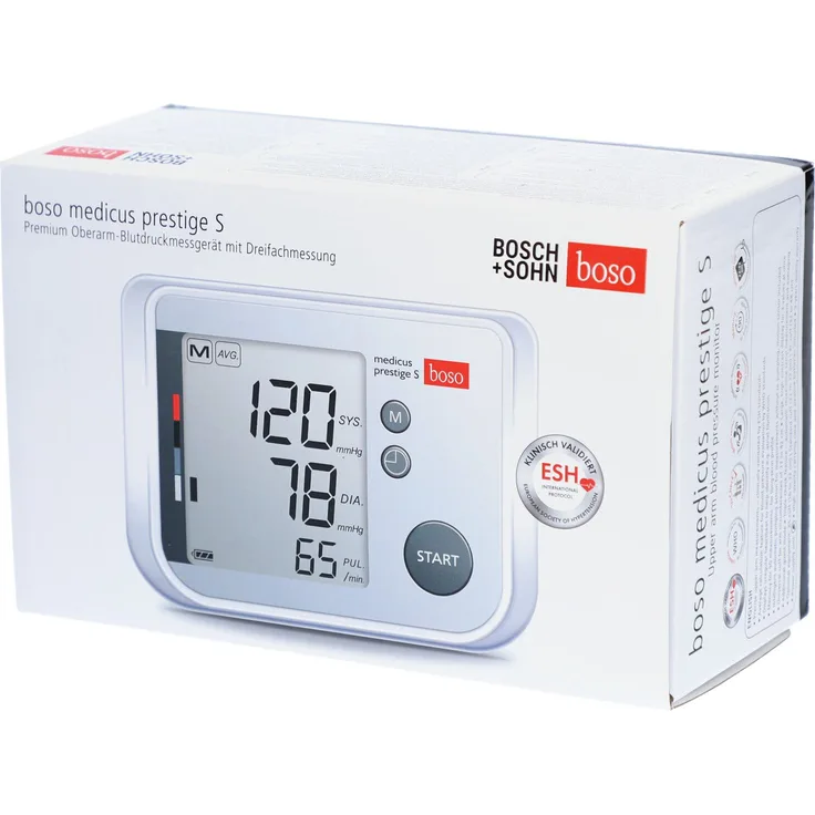 Boso medicus prestige S, oszillometrisches Blutdruckmessgerät mit extra großem Display und klarem Design