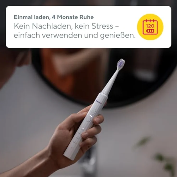 B.Well Sonic MED-870, Elektrische Zahnbürste mit Schalltechnologie, Schwarz, mehrere Bürstenmodi und lange Akkulaufzeit – Bild 3