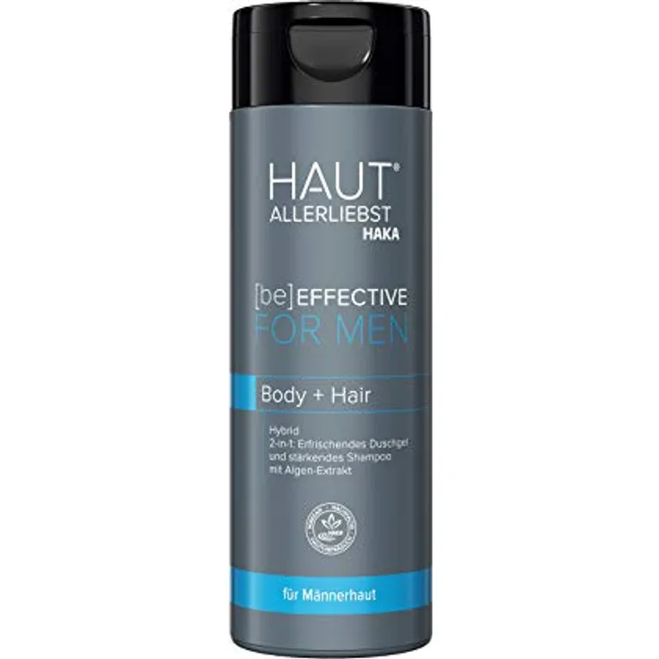 HAKA Hybrid Body+Hair I Mildes Duschegel & Shampoo I 200 ml Flasche I Für Männerhaut