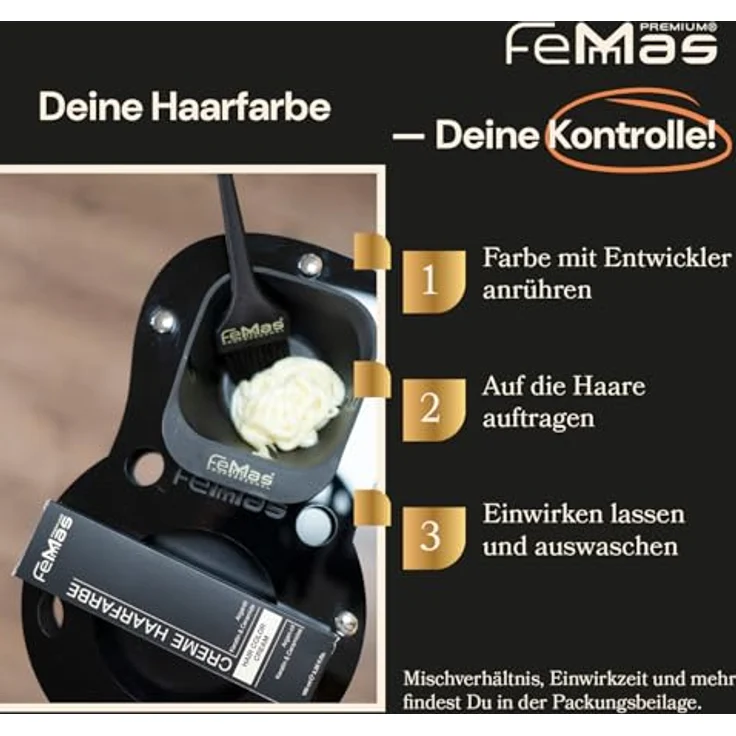 FemMas Haarfarbe Lichtblond Gold 9.3, Professionelle Creme Haarfarbe mit Arganöl, Keratin & Ceramiden, 100 ml für dauerhafte Färbung und strahlende Ergebnisse – Bild 5