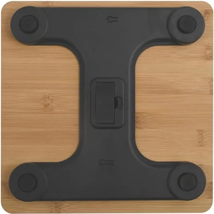 MSV Digitale Personenwaage, Körperwaage aus Sicherheitsglas mit Slim Design und großer Trittfläche, "Bambus", 180 kg Tragkraft, LCD-Anzeige