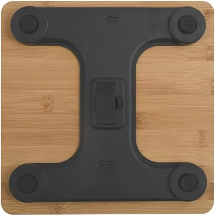 MSV Digitale Personenwaage, Körperwaage aus Sicherheitsglas mit Slim Design und großer Trittfläche, "Bambus", 180 kg Tragkraft, LCD-Anzeige – Bild 1