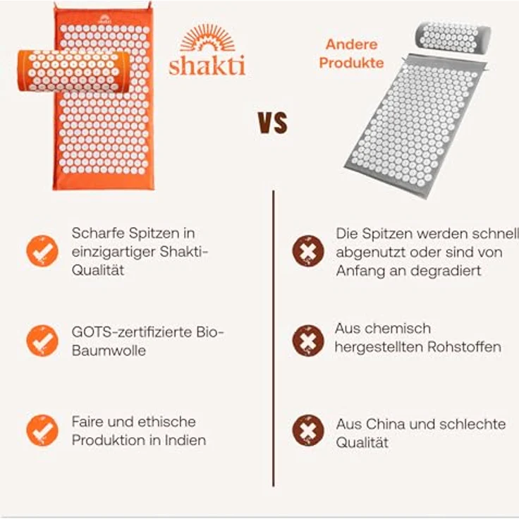 Shakti Mat Original Akupressurmatte mit 6.210 Spitzen, GOTS-zertifizierte Bio-Baumwolle, faire Produktion, Handarbeit – Bild 6