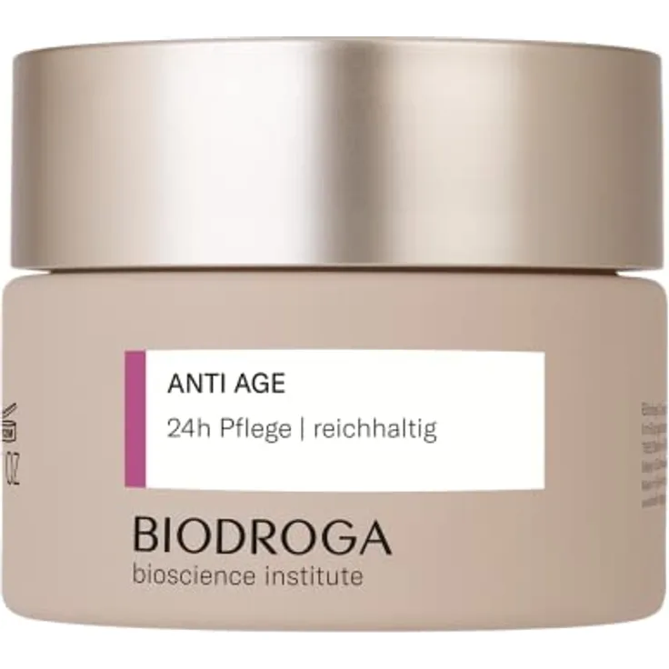Biodroga Anti Aging 24h Gesichtscreme reichhaltig 50 ml – straffende Anti Falten Gesichtspflege Tagescreme Nachtcreme Vegan Bioscience Institut