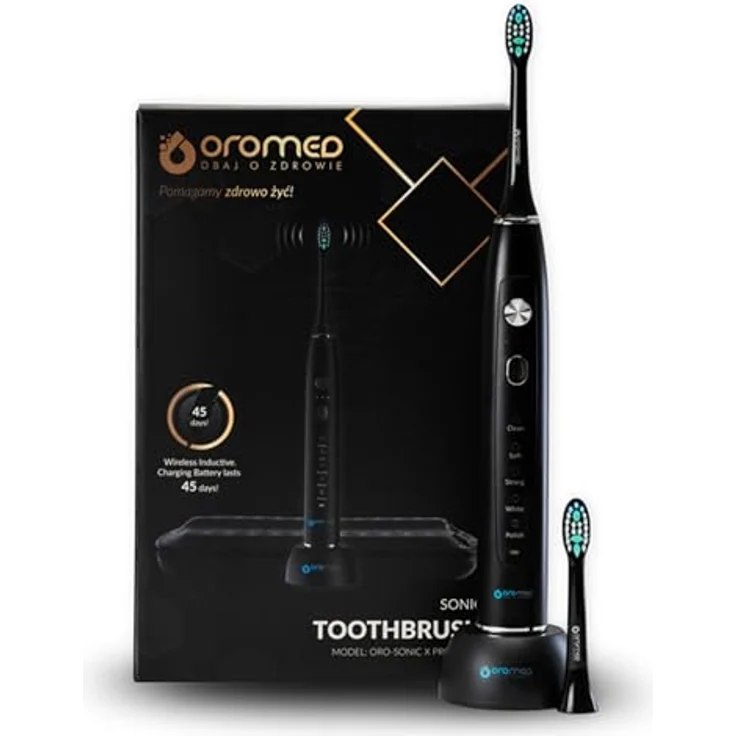 OROMED ORO-SONIC X PRO Elektrische Zahnbürste Schallzahnbürste 5 Modi Timer Etui, soniczna 45000 drgań/min, akumulatorowe, 2 główki, ładowarka USB, Etui podróżne – Bild 4