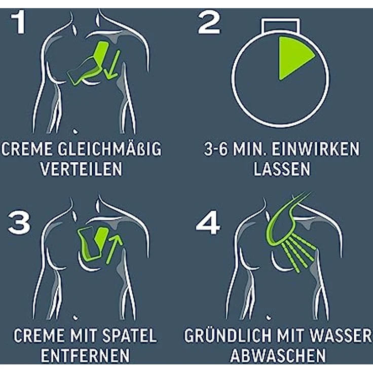Veet Men Haarentfernungscreme für Oberkörper & Beine, Enthaarungscreme für schnelle Haarentfernung in 5-10 Minuten, 2x200 ml Tube & Spatel – Bild 4