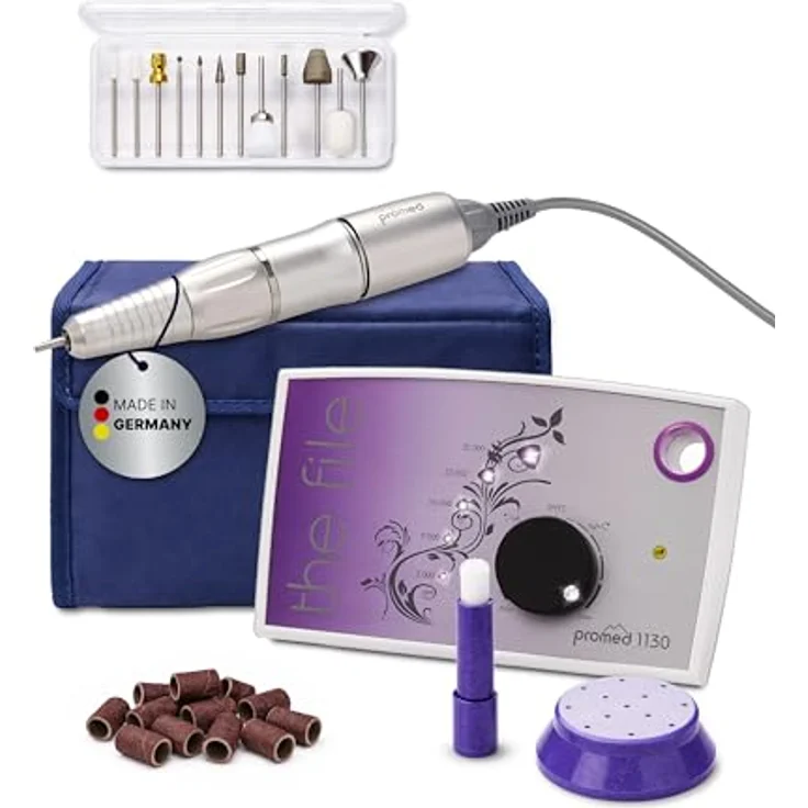 Promed the file 1130 elektrische Nagelfeile, Professioneller Nagelfräser inkl.18-teiligem Profizubehör für Nailart/Nageldesign, elektrisches Nagelfräser-Set für Maniküre/Pediküre, 30000 U/min – Bild 2