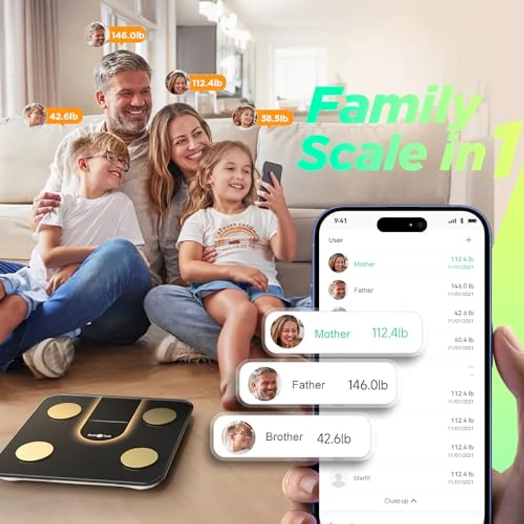 RunSTAR Körperfettwaage, Digitale Personenwaage mit 8-in-1 VA-Display, Analyse von 22 Körperparametern, App-Synchronisierung, präzise Gesundheitswerte – Bild 5
