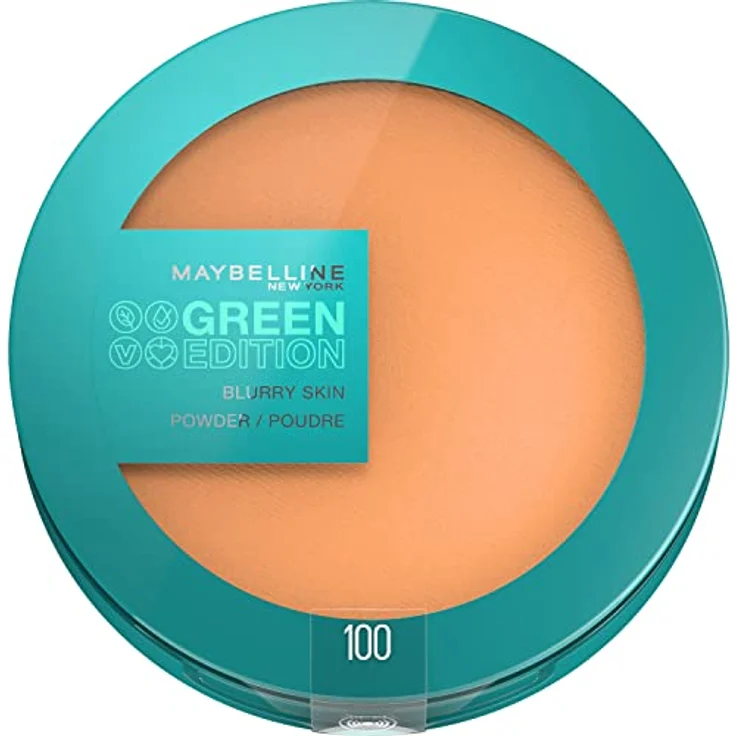 Maybelline Green Edition Blurry Skin Puder, 9 g, mattierender Puder mit Weichzeichner-Effekt und Mango-Butter, Nr. 100 – Bild 1
