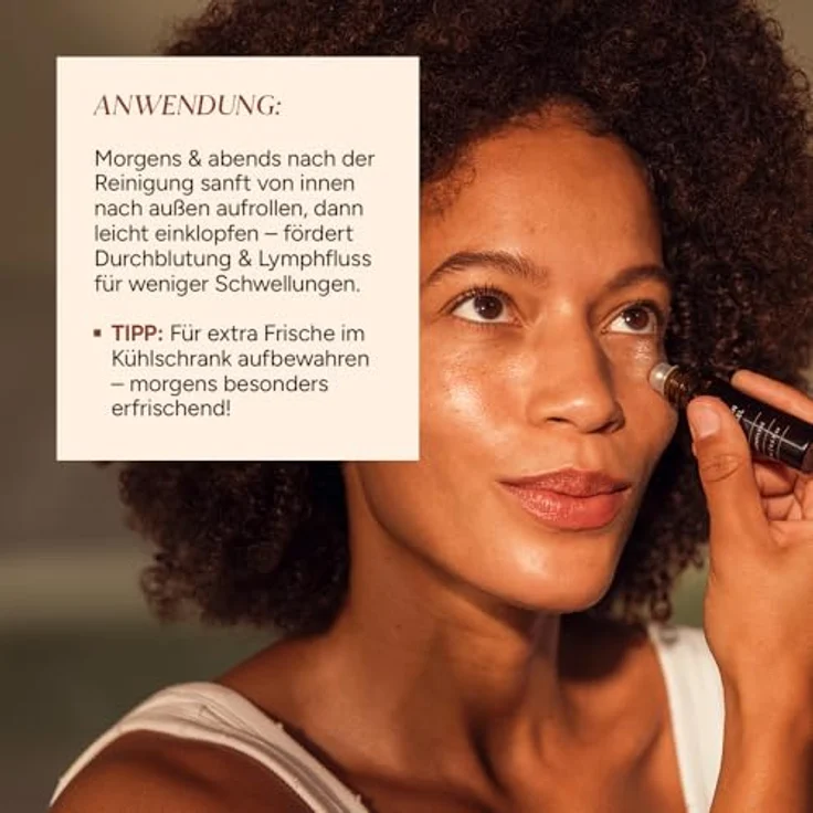 junglück Hyaluron Augengel Roll On, Vegan, Anti Aging Augenroller mit 0,5% Hyaluronsäure und BIO Aloe Vera, kühlendes Augenserum mit Koffein, abschwellend gegen Falten und Augenringe – Bild 4