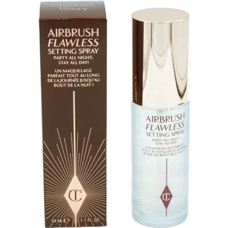 Charlotte Tilbury Airbrush Flawless Setting Spray, 34 ml - langanhaltende, feuchtigkeitsspendende Formel für makellosen Teint, wasserfest und schweißresistent