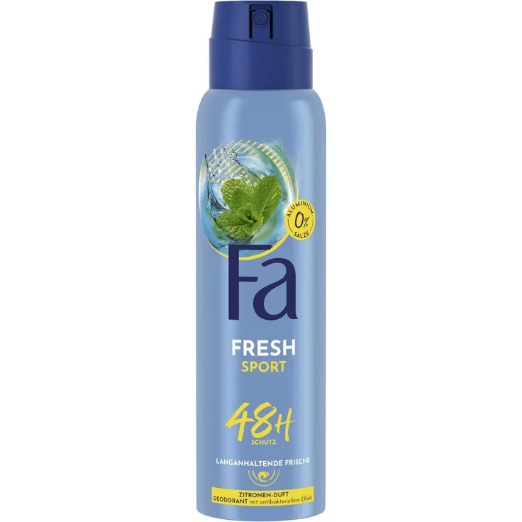 Henkel FA Deospray Fresh Sport, 150ml, 48h Schutz, vegan, ohne Aluminium, antibakteriell, Citrusduft
