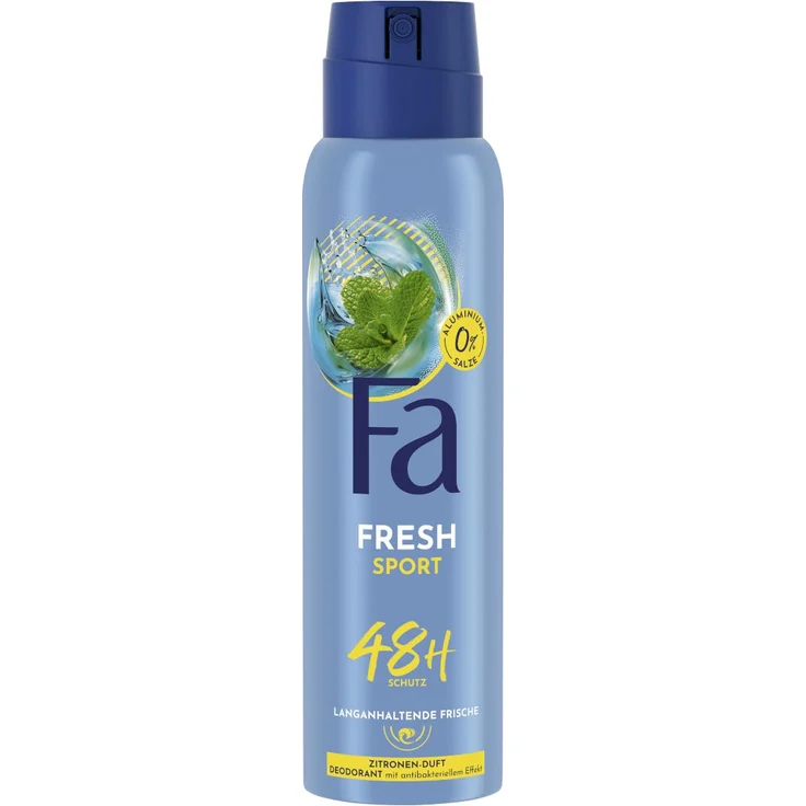 Henkel FA Deospray Fresh Sport, 150ml, 48h Schutz, vegan, ohne Aluminium, antibakteriell, Citrusduft