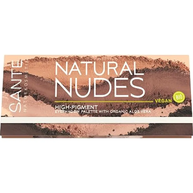 SANTE Naturkosmetik Eyeshadow Palette 01 Nudy Shades, vegane Lidschatten mit Bio-Aloe Vera und natürlichen Farbpigmenten, shiny und matte Nude-Töne, für natürliche und ausdrucksstarke Augen, 6x1g