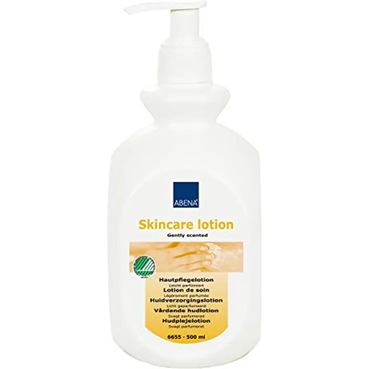 Abena Bodylotion Skincare Hautpflege mit Parfum, 500 ml, nicht fettend, ideal nach dem Sonnenbad, für Kleinkinder geeignet