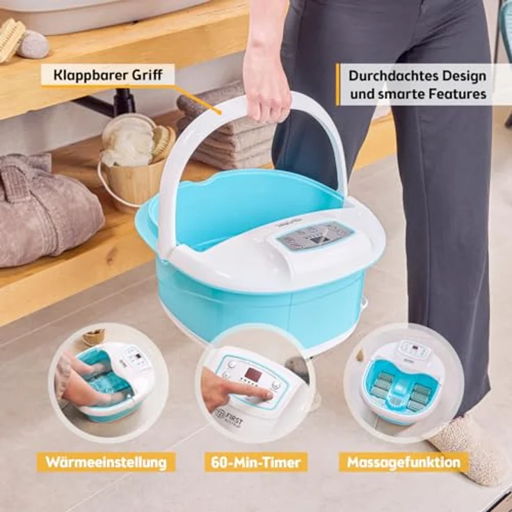 TZS FIRST AUSTRIA Fußbad Profi Fußsprudelbad, 450W mit Infrarot, Heizfunktion, 6 Massagerollen, Vibrations- und Luftblasenmassage, für Schuhgröße bis 47 – Bild 5