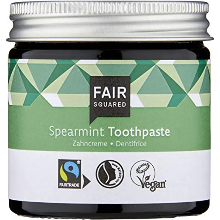 Fair Squared Zahncreme Spearmint 100 ml - Vegane Naturkosmetik, Zero Waste Mehrweg-Glastiegel
