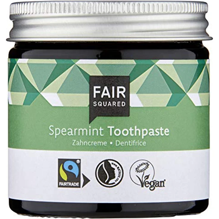 Fair Squared Zahncreme Spearmint 100 ml - Vegane Naturkosmetik, Zero Waste Mehrweg-Glastiegel – Bild 1