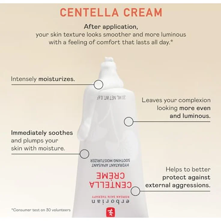 Erborian Centella Cream mit Centella Asiatica und Hyaluronsäure - Beruhigende Feuchtigkeitscreme - Anti-Rötungen - 20 ml - Koreanische Hautpflege – Bild 5