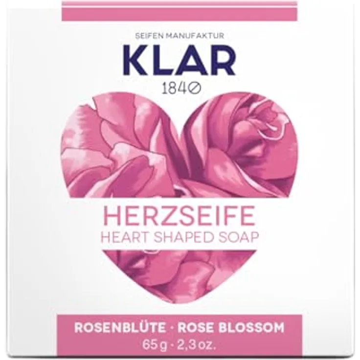 Klar Seifen palmölfrei Seife Rosenblütenherz 65 g