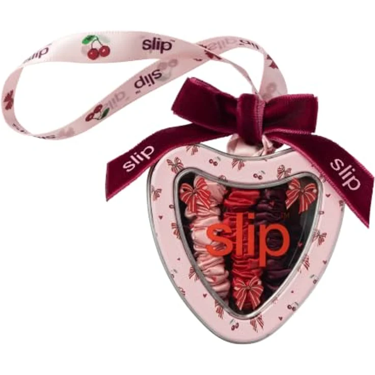 Slip Pure Silk Skinny Scrunchie Trio, Haargummis Set in Scharlachrot, Rosa und Karmesinrot, sanft zu Haaren – Bild 7