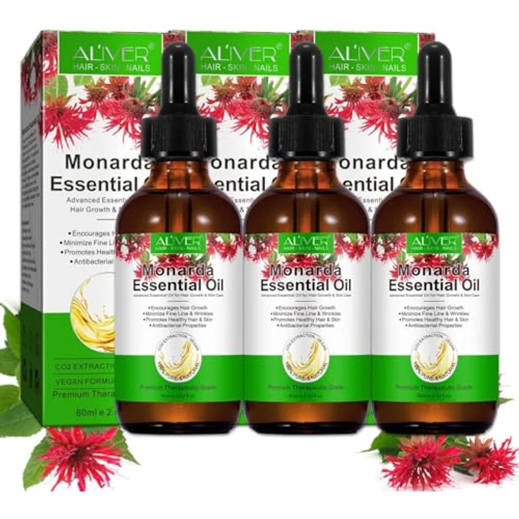 P-Beauty Ätherisches Monarda Öl, 3x60ml, Haaröl, Hautpflegeöl & Wimpernöl, feuchtigkeitsspendend, fördert Haarwachstum & Hautverjüngung, für alle Hauttypen – Bild 1