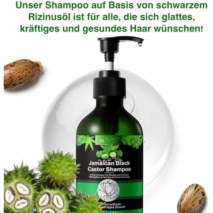 P-Beauty Rizinusöl Shampoo mit Biotin 2x300ml, Haarwachstumsförderndes Pflegeshampoo gegen Haarausfall & Haarbruch, für alle Haartypen – Bild 4