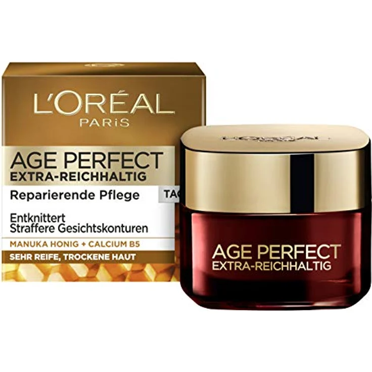 L'Oréal Paris Age Perfect Extra-Reichhaltig Anti Age Tagespflege: für straffe Haut und intensive Pflege mit Manuka Honig und Calcium B5, 50ml – Bild 1