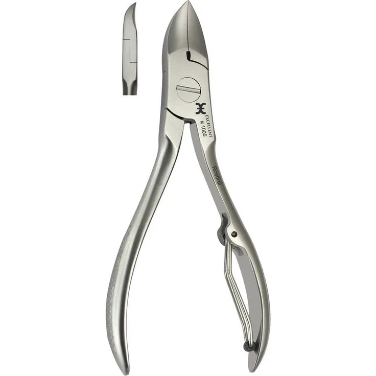 Excellent Solingen Nagelzange, gebogene Schneide aus rostfreiem Edelstahl, ergonomisch, 10.5 cm