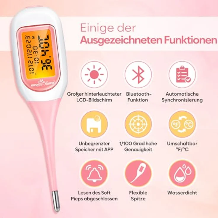 Easy@Home Basalthermometer Fruchtbarkeitsthermometer Bluetooth zur Bestimmung des Zyklus – Bild 3