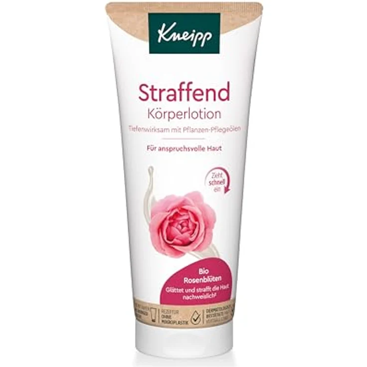 Kneipp Straffend Körperlotion - Bodylotion mit hochwertigem Extrakt aus Bio-Rosenblüten - Tiefenwirksam mit Pflanzen-Pflegeölen - Zieht schnell ein - speziell für die anspruchsvolle Haut - 200ml – Bild 1