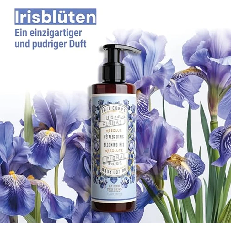 Panier des Sens Iris Petals Natural Moisturizer Bodylotion, 250ml mit Olivenöl und Sheabutter, 96% natürliche Inhaltsstoffe, Made in France – Bild 2