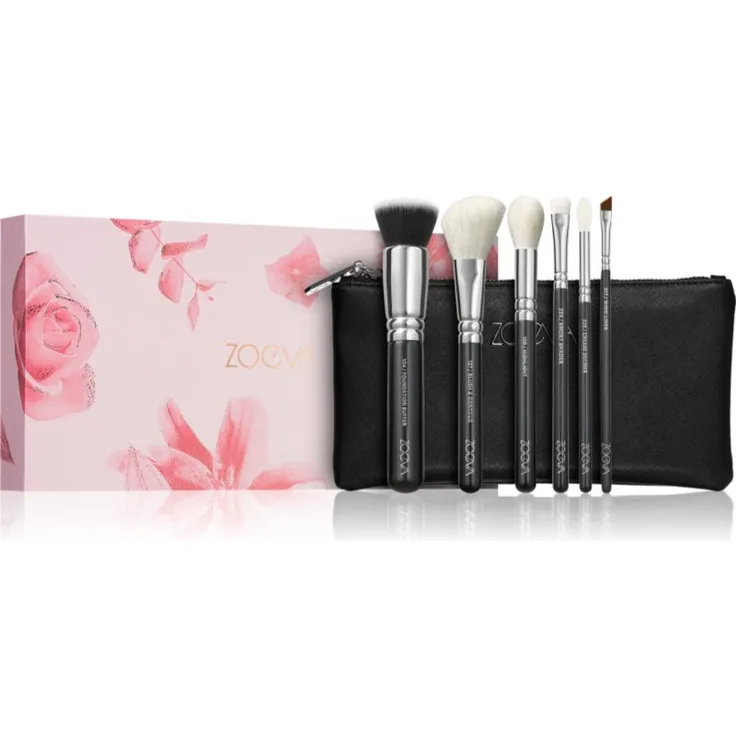 ZOEVA The Essential Brush Set Pinselset mit Täschchen, Make-up-Pinsel Set für verschiedenste Make-up-Varianten, vegan, 1 St.