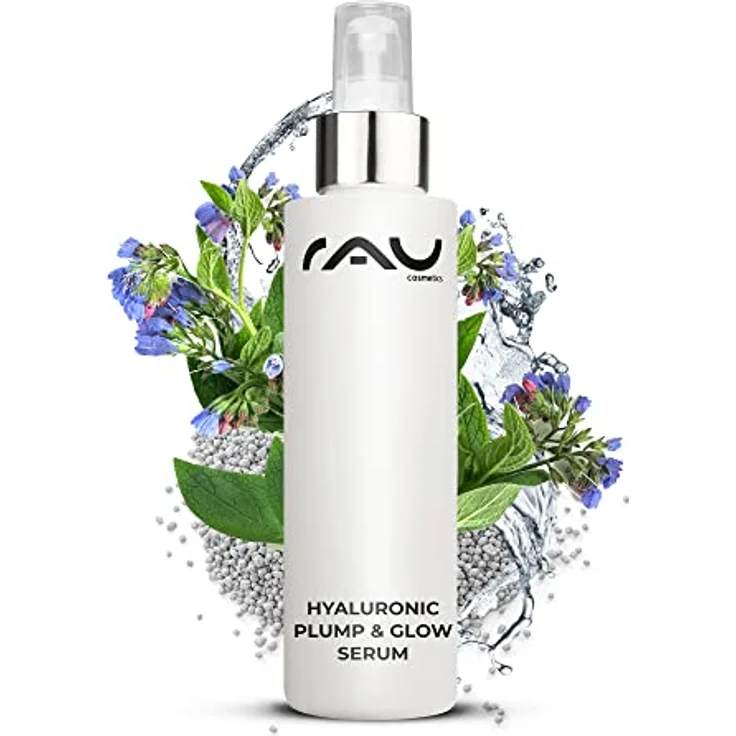 RAU Cosmetics Hyaluronic Plump & Glow Serum 100 ml | Anti-Aging Hyaluron Serum - reife Haut & trockene Haut | Konzentrat mit Allantoin, Urea, Milchsäure (AHA) und Sorbitol - Gesichtspflege mit straffendem und aufpolsterndem Effekt – Bild 1
