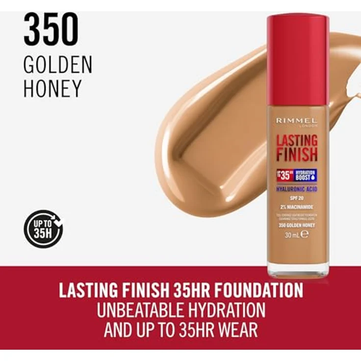 Rimmel London Lasting Finish 35h, Feuchtigkeitsspendende Foundation mit SPF20, 30 ml, Farbe 050 Fair Porcelain – Bild 2