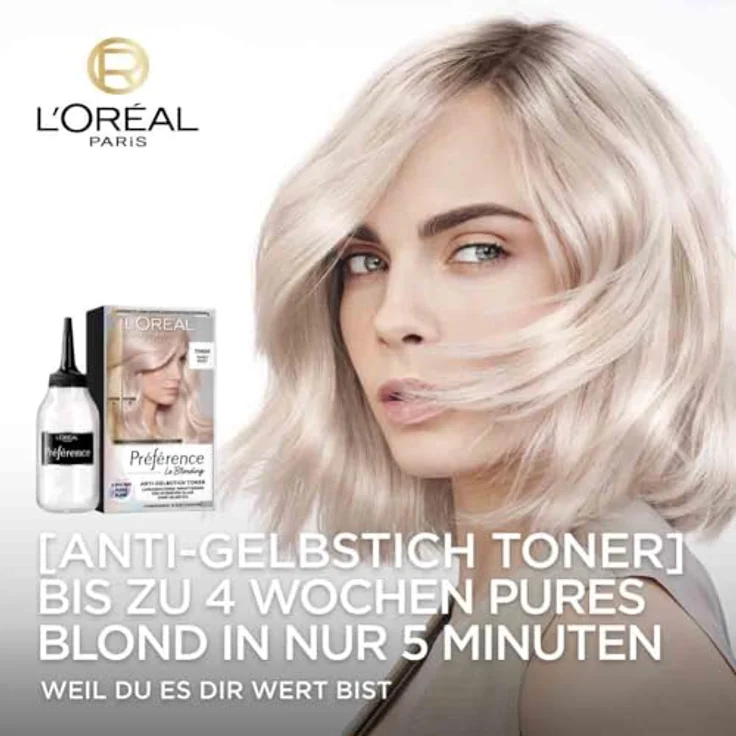 L’Oréal Paris Préférence Le Blonding Toner 02 Pearly Boost, Anti-Gelbstich Toner mit 5 Minuten Farbergebnis, 60ml Creme und Entwickler-Creme – Bild 2