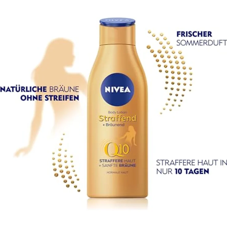 Nivea Body Lotion Straffend Bräunend Q10 200 ml Pflege Für Eine Sanfte Bräune Mit Frischem Sommerduft Straffende Anti-Age Hautpflege Mit Q10  – Bild 2