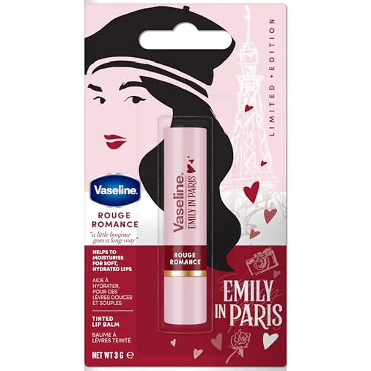 Vaseline LP Lippenbalsam, Emily Rouge Romance, 3 g, 24h Feuchtigkeit, 9% Vaseline, klassischer Rotton – Bild 2