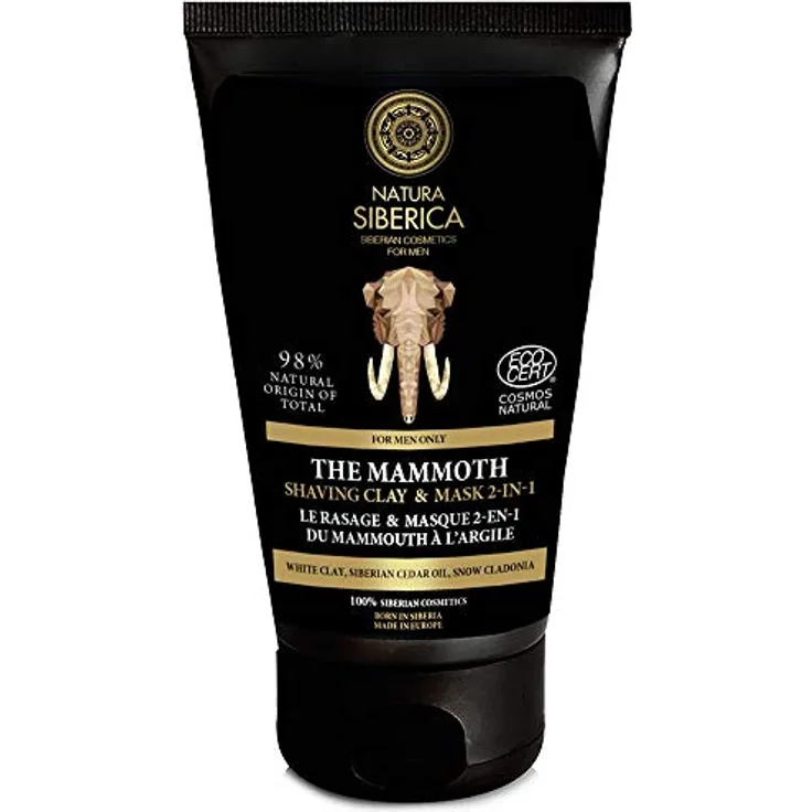 Natura Siberica MEN Rasiermasse & Maske 2-in-1 "Mammut", 150 ml Beauty Clay Mask, schwarz