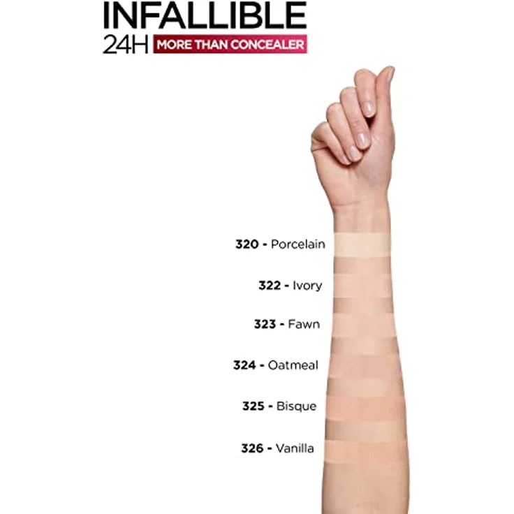 L'Oréal Paris Concealer zum Abdecken und Auffrischen, Für ein deckendes Finish und bis zu 16H Halt, Infaillible More Than Concealer, Farbe: 324 Oatmeal, 11 ml – Bild 3