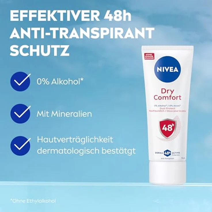 NIVEA DEO Creme dry comfort, 24h Schutz vor Achselnässe für normale Haut, 75 ml – Bild 2