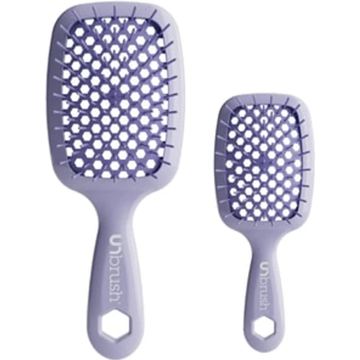 UNbrush Detangling Pastel Duo Set, Lilac Light Purple No Tangle Bürste für sanftes Entwirren, inklusive Mini Bürste