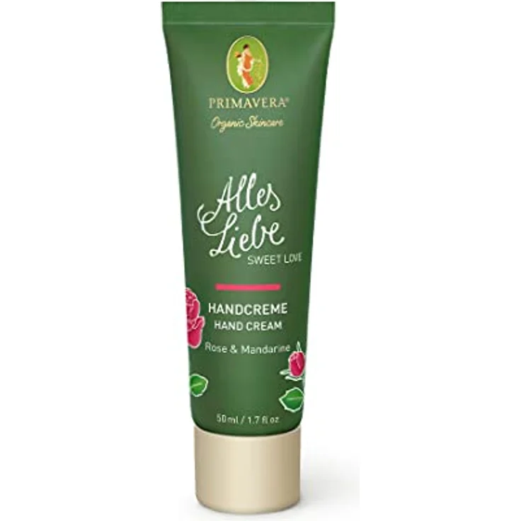 Primavera Alles Liebe Handcreme, 50 ml, mit Bio-Mandelöl und Bio-Cupuacu-Butter, natürliche Hautpflege für Damen – Bild 1